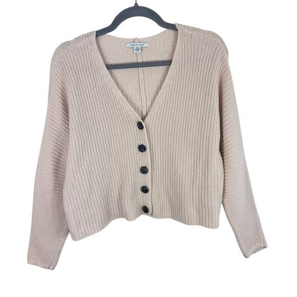 American Eagle Cream Cotton Blend Chunky Knit Cropped Button Up Cardigan Size XS - Picture 1 of 6